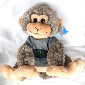 Carlow University Stuffed Monkey 13" Super Soft Grayish Brown The Bear Factory
